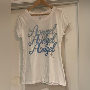 ⭐️ Wound Up White Tee with Blue Angel Print